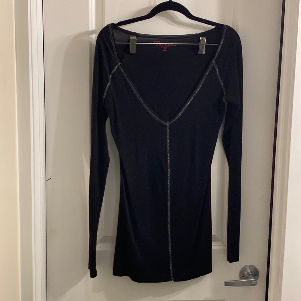 EUC Fiorucci black size medium long sleeve stretchy top